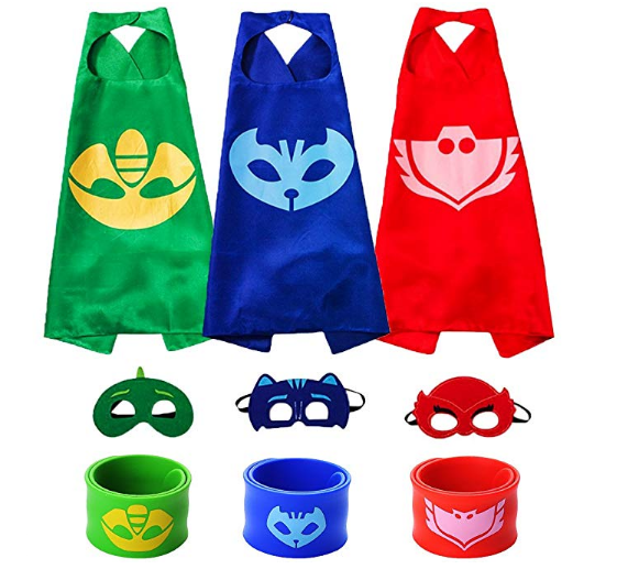 Toddler Christmas Gift Guide-The Mass Catboy Owlette Gekko Costumes, Superheros Capes Mask Matching Slap Bracelet Kids Costume Dress up